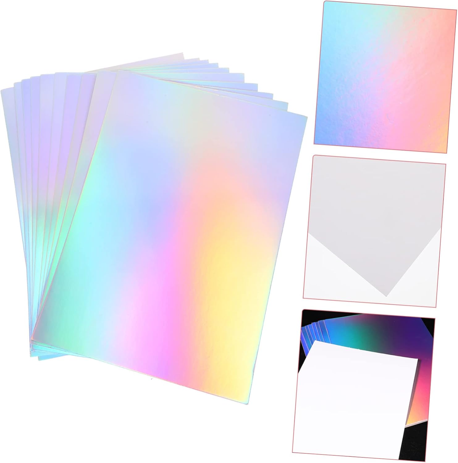 OSALADI 50Pcs DIY Decorative Folding Papers Single Sided Holographic Craft for Scrapbooking Handmade Projects and Art Crafts Bright Colors Fade Resistant