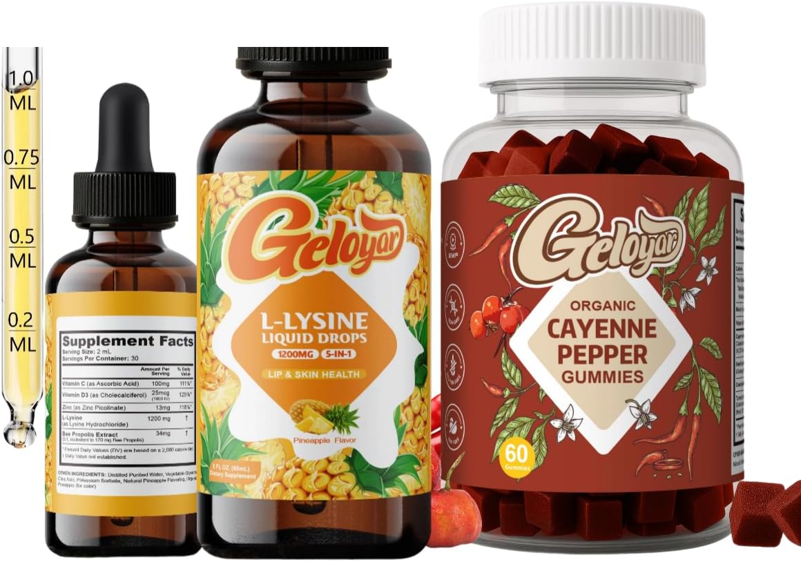 L-Lysine Liquid Drops & Cayenne Pepper Supplements Gummies