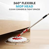 Vista 3 de SIMPLI-Magic Trapeador giratorio de 360° y cubo con escurridor - 3 cabezales lavables de microfibra de alta absorción - Juego de trapeador giratorio
