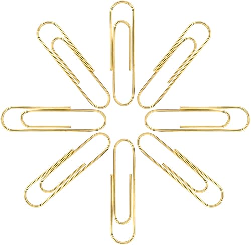 Miniatura 3 de FUDAO FAMILY Clips de papel medianos, 200 unidades, clips de papel, clips de papel dorados, clip de papel de 1.3 pulgadas (1.260 in)
