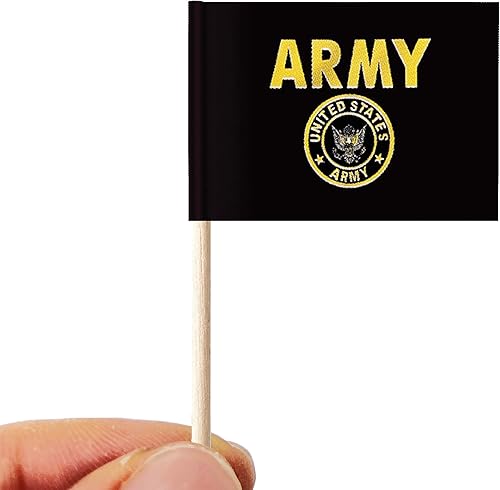 Miniatura 3 de 100 unidades de bandera de oro de Estados Unidos con cresta dorada para palillos de dientes, mini pequeñas banderas militares de Estados Unidos para