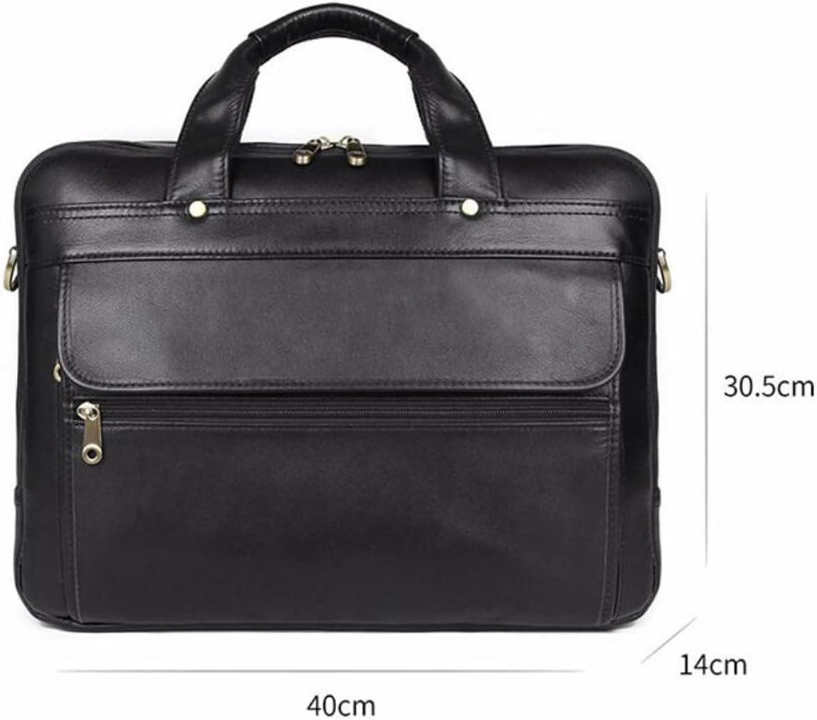 Luggage Handbags Mens Laptop Bags Briefcases Genuine Leather Messenger Shoulder Bags Computer Bags(Black)