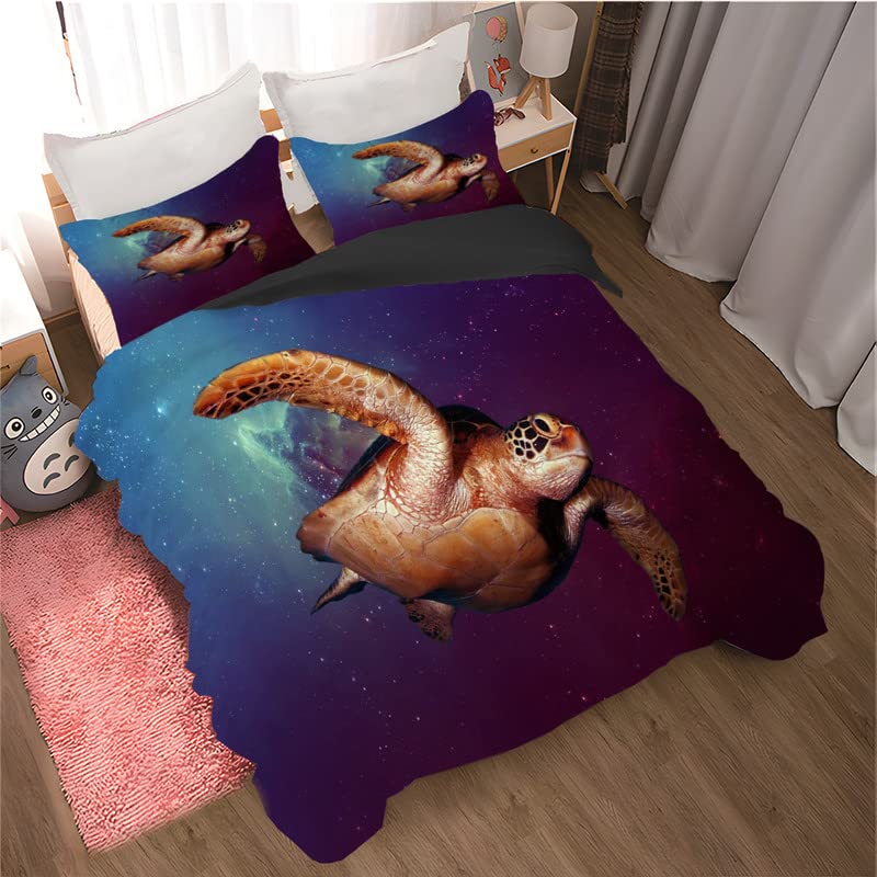 Housse de couette 160x200 violette style tortue pour une chambre d'enfant cosy - 3