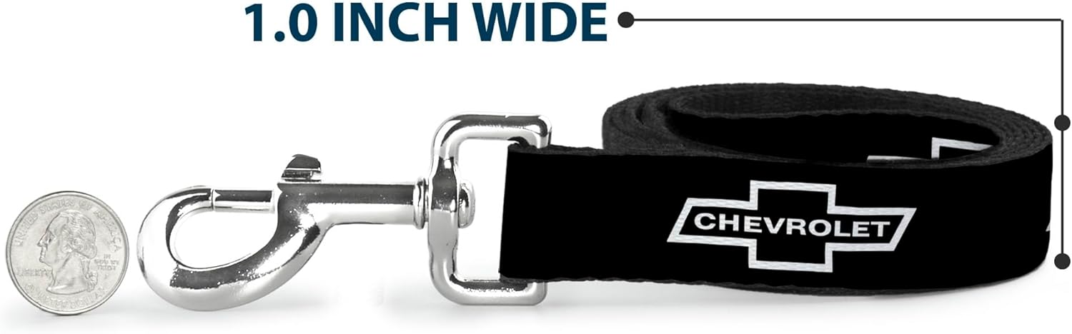 Dog Leash 1965 Chevrolet Bowtie Black White 6 Feet Long 1.5 Inch Wide