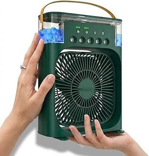 Exxelo Portable USB Air Cooler Fan with Water Tank & Ice Cooling, Mini Personal Air Conditioner, Multi-Speed Adjustable Airflow, Quiet Cooling for Bedroom Desk Office Travel Use's