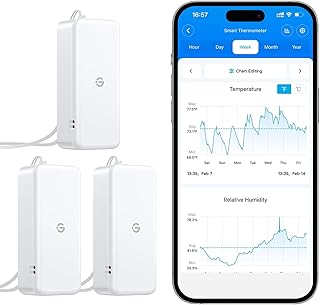 GoveeLife 262ft Bluetooth Hygrometer Thermometer 3 Pack H5110, Mini Humidity Temperature Sensor with Remote App Notifications, 2-Year Free Data Storage Export, for Bedroom, Wine Cellar, Basements