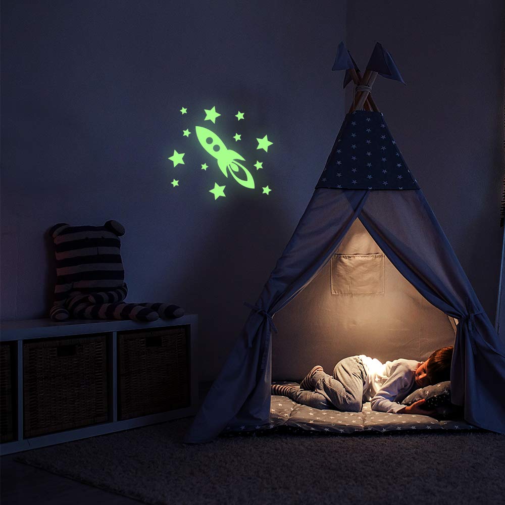 Glow in The Dark Wall Sticker Rocket and Stars - 55 x 10cm, 55x10cm - Image 3