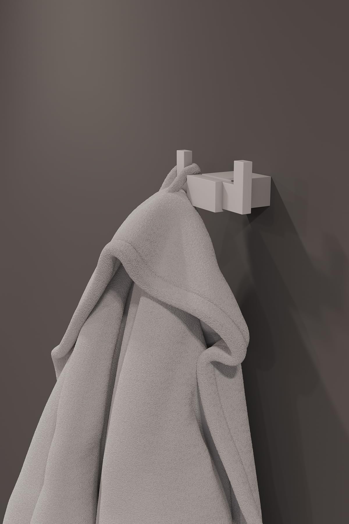 Photo 1 of QUUP Systems Nook Double Bathrobe Hook, Solid Extruded Aluminum Dual Towel Holder – Heavy Duty 2-Prong Wall Coat Hanger for Bathroom & Entryway – Drywall Anchors Included (Pearl White)