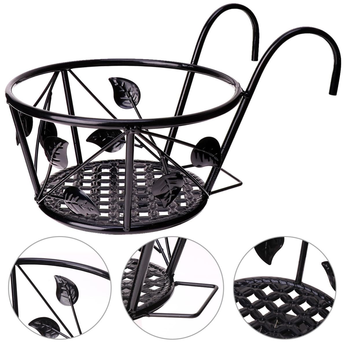 Soporte de Hierro para Macetas Colgantes en Balcón y Patio, Diseño Elegante y Práctico, Fácil Instalación y Ahorro de Espacio para Decoración de Jardín Exterior