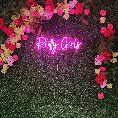 Pretty Girls Large Neon Sign for Wall Decor, Bedroom, Home, Shop, Bar, Salon, Pink Neon Wall Light Sign for Ladies Bachelorette Party, Background Art Gifts for Girlfriend, Wife, 26 inches - Thumbnail 2