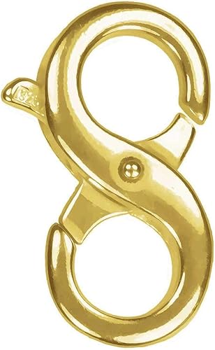 Miniatura 2 de Mini plata de ley de 14 quilates GP de doble apertura chapado en oro de 1 micra, cierre infinito de 0.433in x 0.197in, muy pequeño