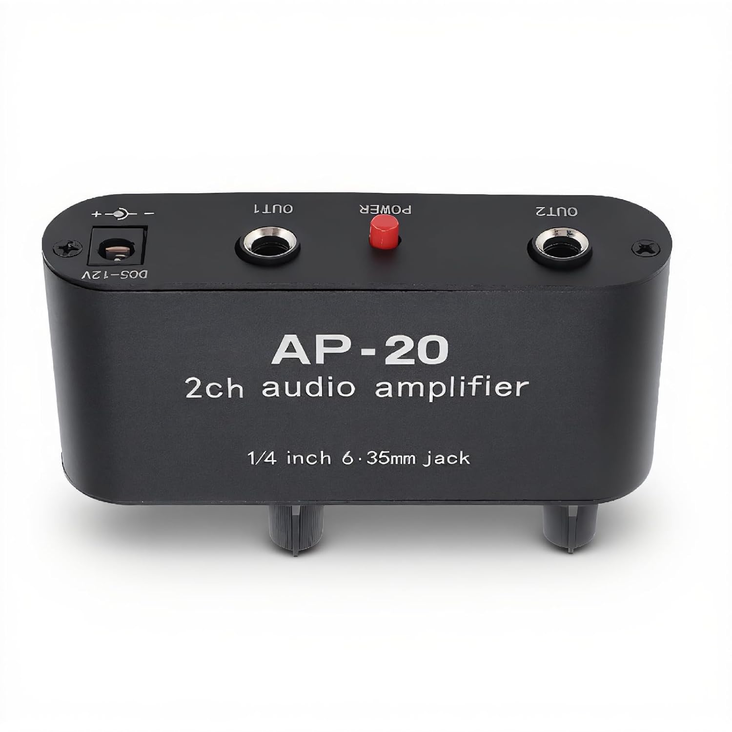 Dual Channel Sound Amplifier, Balanced 1/4 Inch Gain Adjustable Stereo Preamplifier with 6.35mm Input and Output for Instruments, Microphones, Amplifiers