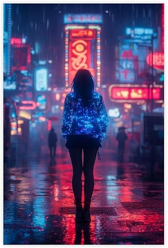 Arte de pared de subcultura de niña neón  Póster estético de Cyberpunk Y2K  Lienzo retro futurista de moda callejera impresión lienzo póster arte de