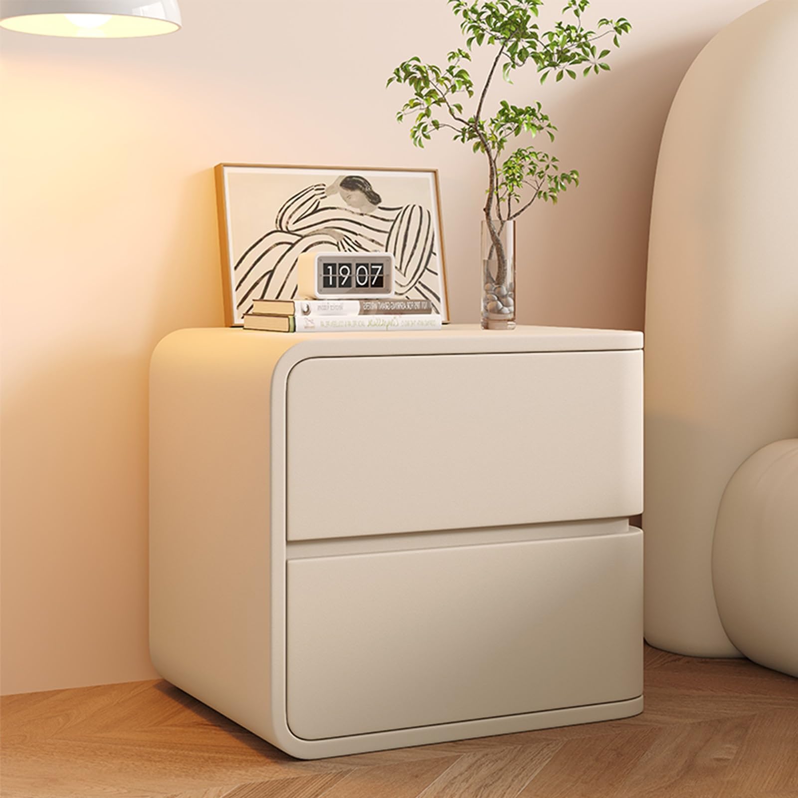 Nachttische aus Holz mit 2 Schubladen Nachtschrank Holz Beistelltisch Organizer Einheit Holz Modern Nachtkommode Schlafzimmer- Nachttisch aus Massivholz Geeignet für Wohnzimmer, Schlafzimmer, Flur ( Co