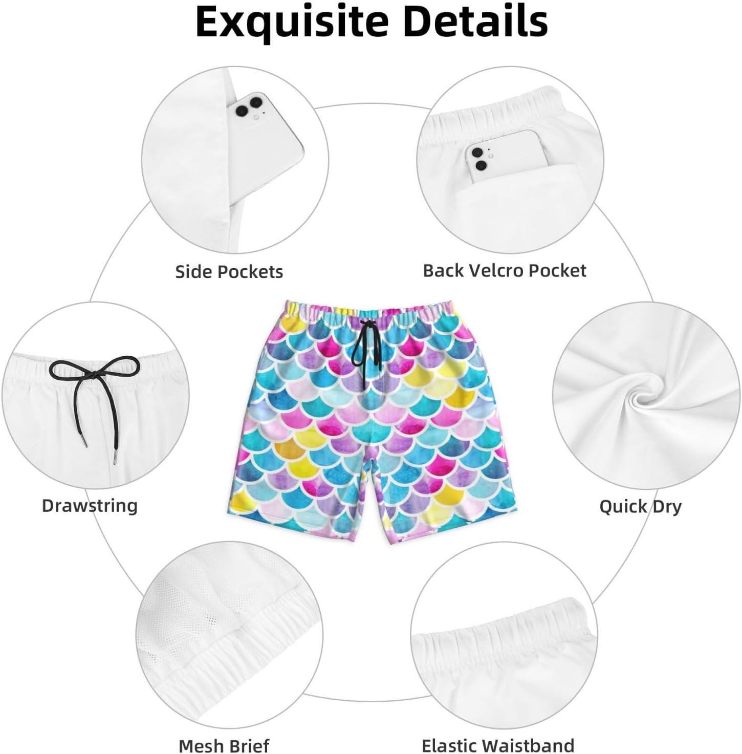 Mens Swim Trunks with Mesh Lining,Quick Dry Swimsuit Board Shorts Beach Pants Swimwear Bathing Suits - Image 5