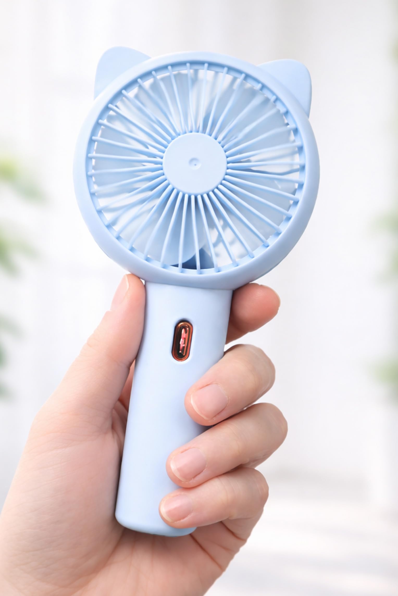 3 MODLU Şarjlı El Fanı 3 Kademe Seyahat Masaüstü Vantilatör Taşınabilir Mini Fan F136 (Mavi)