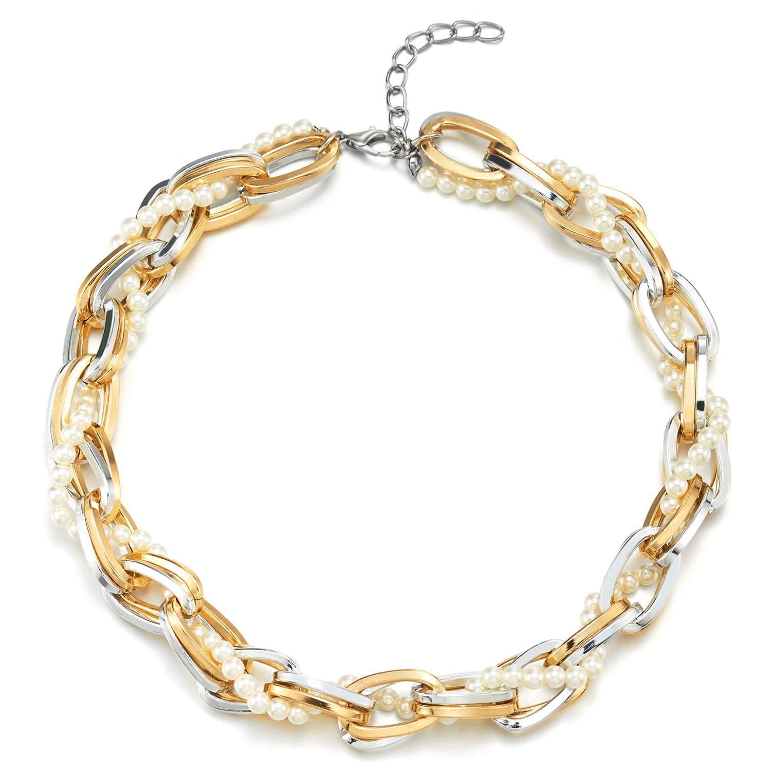 COOLSTEELANDBEYOND Collana Girocollo Donna Con Pendente Intrecciato E Zirconi - Gioiello Color Oro E Argento - 2