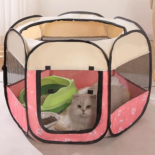 Floving Tragbares faltbares Haustier-Laufkatze Innen- / im Freiengebrauch -6 Verkleidung, wasserdicht (Rosa, L, 6-Jan)