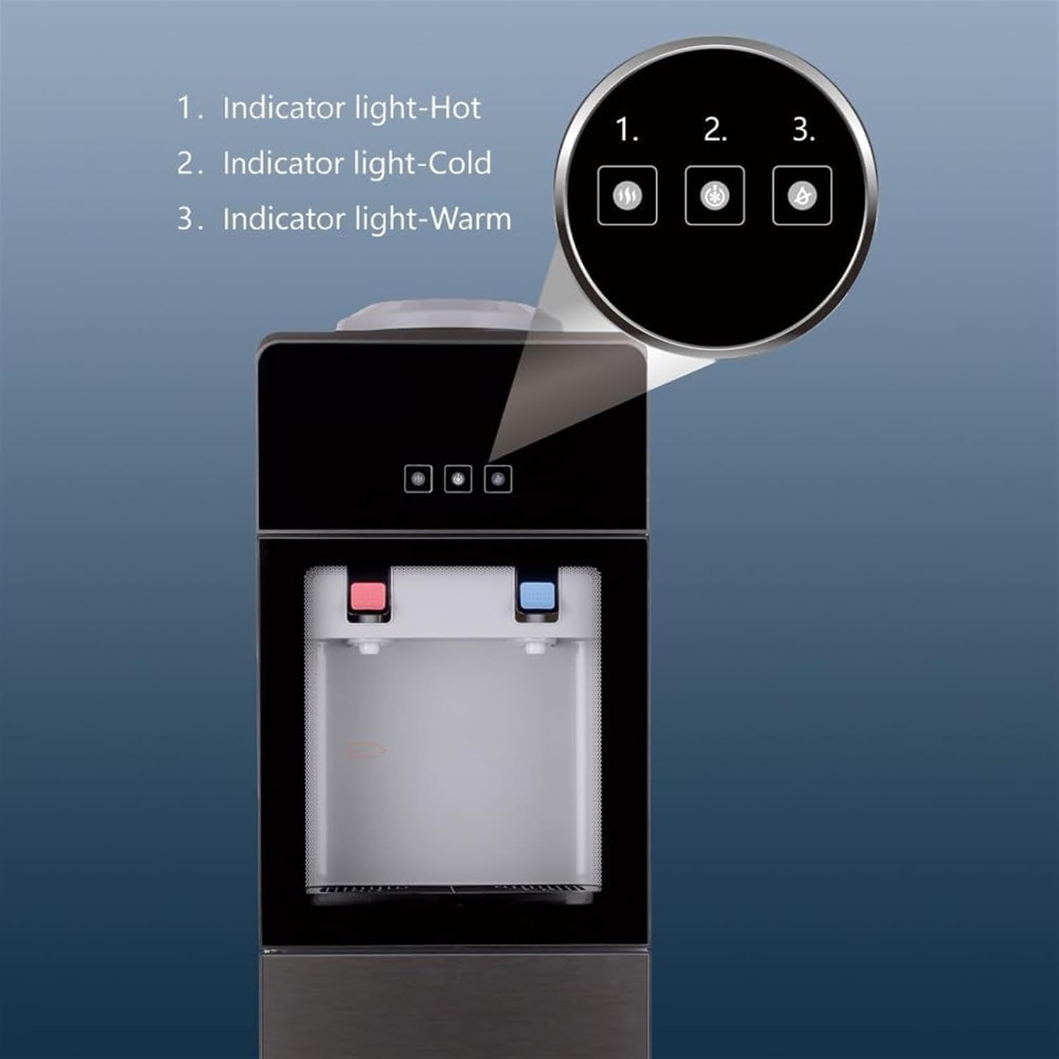 Water Dispenser - Hot & Cold Top Loading, 5 Gallon Capacity, Child Safety Lock, Removable Drip Tray, Storage Cabinet - Ideal for Home and Office Use