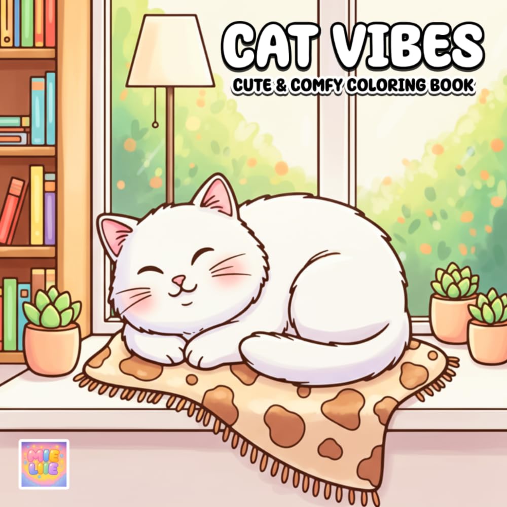 Cat Vibes Coloring Book: Cute Feline Adventures, Whimsical Cozy Spaces, and Playful Everyday Fun