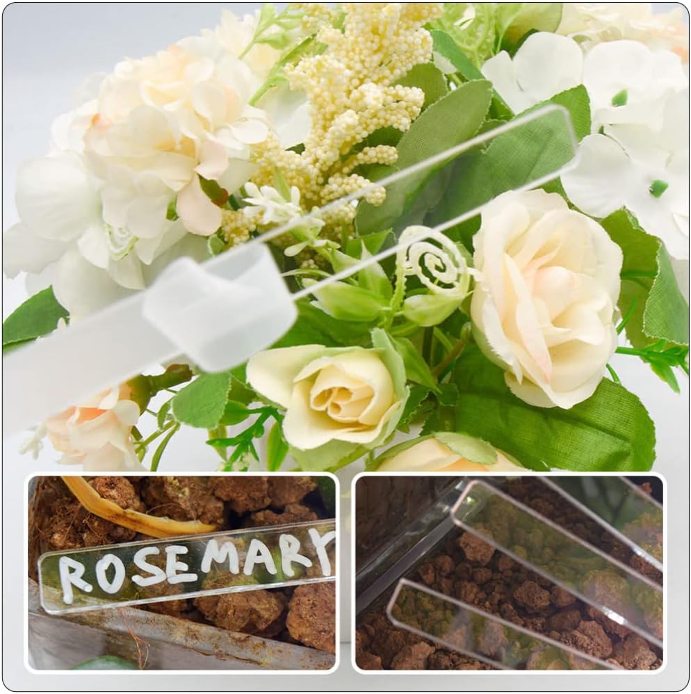 Garneck 10sets Acrylic Plant Label Stakes Succulent Flower Identifying Boards Garden Labels Outdoor Plant Markers 24pcs*10