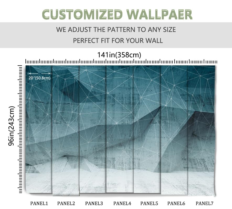 ZFBIZHI 3D Blue Geometry Triangles Wall Mural Wallpaper for Living Room Bedroom (Not Peel n' Stick)