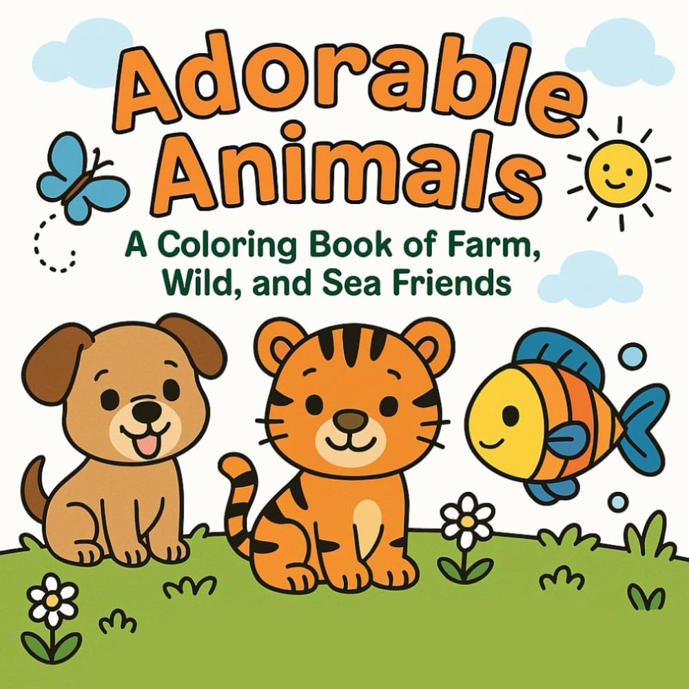 Adorable Animals: A Coloring Book of Farm, Wild, and Sea Friends