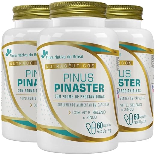 KIT 3X Pinus Pinaster + Vitamina E, Selênio e Zinco 60 cápsulas - Flora Nativa