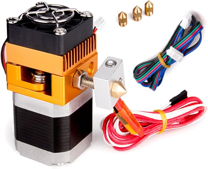 All Metal MK8 Extruder, MYSWEETY 3D Printer Extruders Hotend Kit with 0.2/0.3/0.4/0.5mm Nozzle Print Head for MakerBot Prusa i3 Reprap 3D Printer 1.75mm Filament Supported