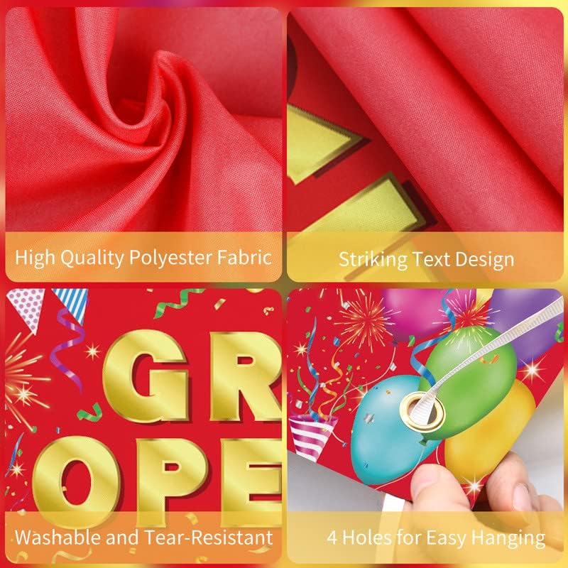 Miniatura 3 de Cartel de gran apertura, letrero de gran apertura, color rojo dorado, gran apertura, telón de fondo para tienda, tienda, empresa, jardín, ceremonia