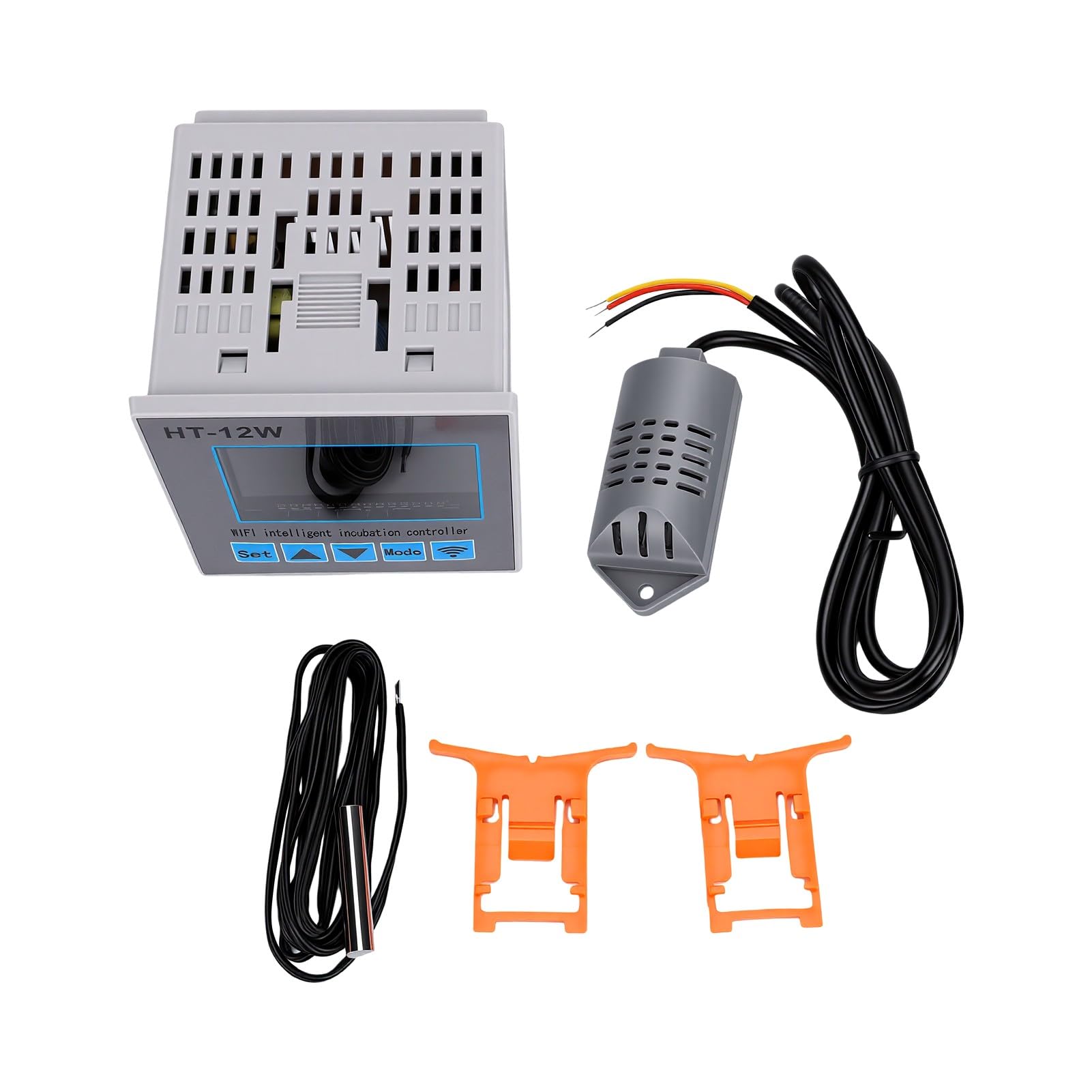 Fdit Regolatore di Temperatura per Incubatrice per Uova, Igrometro LCD WiFi | Controllo remoto tramite smartphone tramite WiFi, precisione della temperatura di ±0,1℃, uscita a 4 , 999 record di