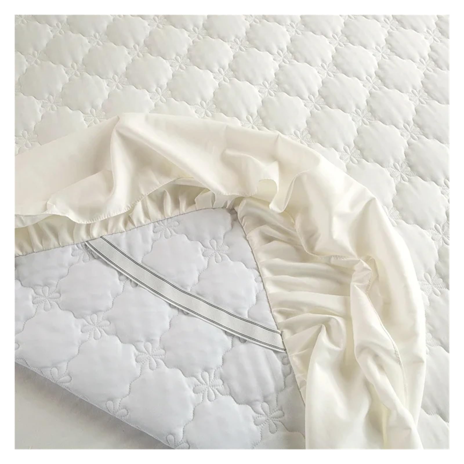 Faldones De Cama Falda de Cama Gruesa, Funda Color sólido, Protector colchón Acolchado, Colcha Dormitorio(2,King 180x200cm 1pc)