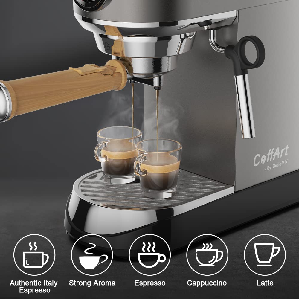 Biolomix 20 Bar Espresso Coffee Maker Machine with Milk Frother Wand for Espresso, Cappuccino, Latte and Mocha (CM7008)