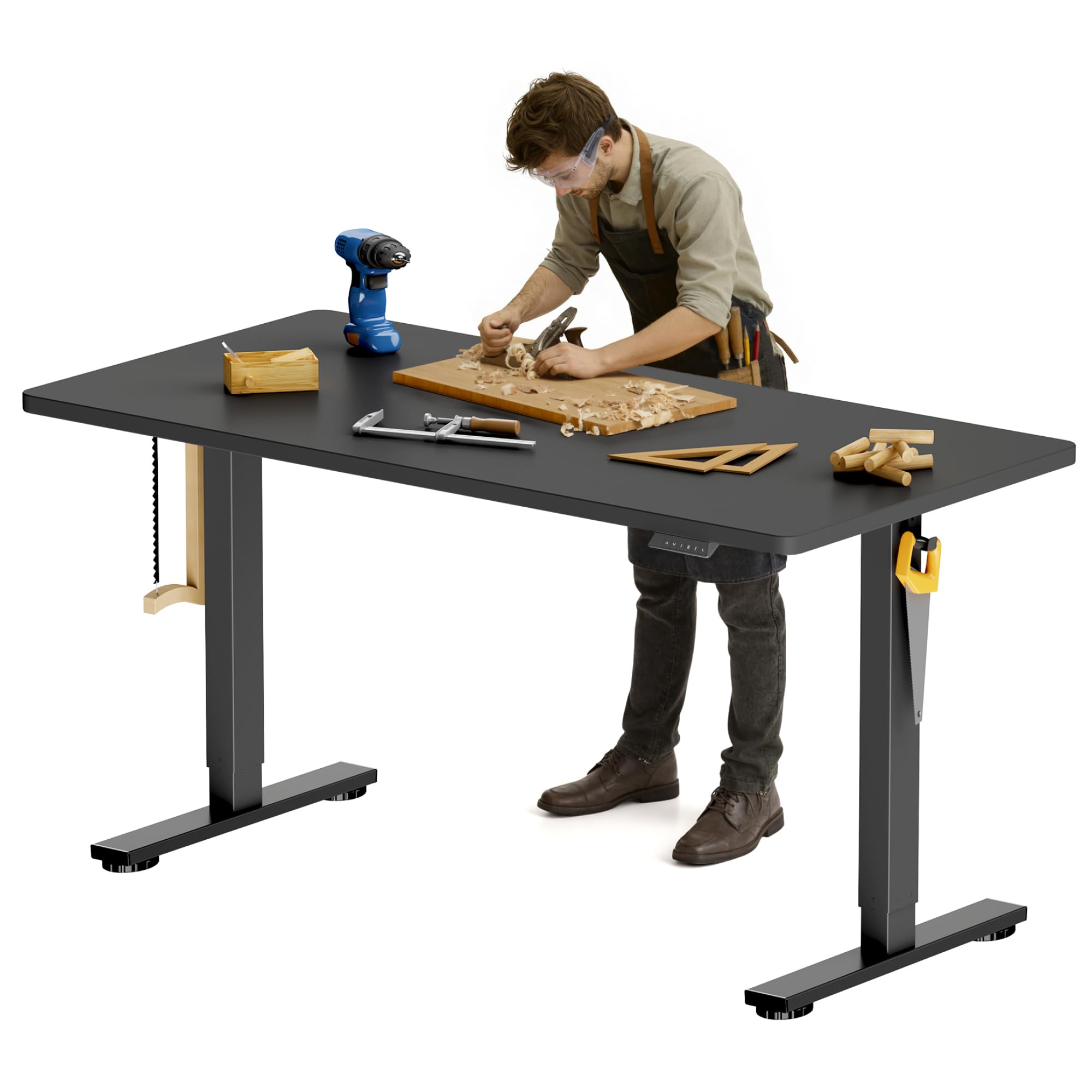 FLEXISPOT Electric Adjustable Workbench, 55x28 Inches Ergonomic Worktable for Garage, Workshop, Office and Home, Spacious Desktop for Woodworking