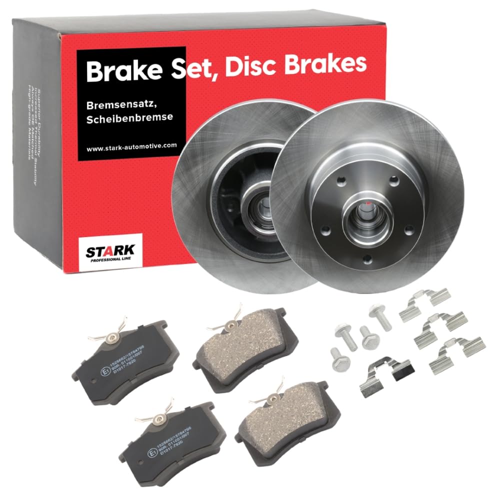 STARK SKBK-10991769 Jeu Disques et plaquettes de freins Arrière avec accessoires avec vis d'étrier de frein Compatible avec RENAULT Megane 3 3/5 portes BZ0/1