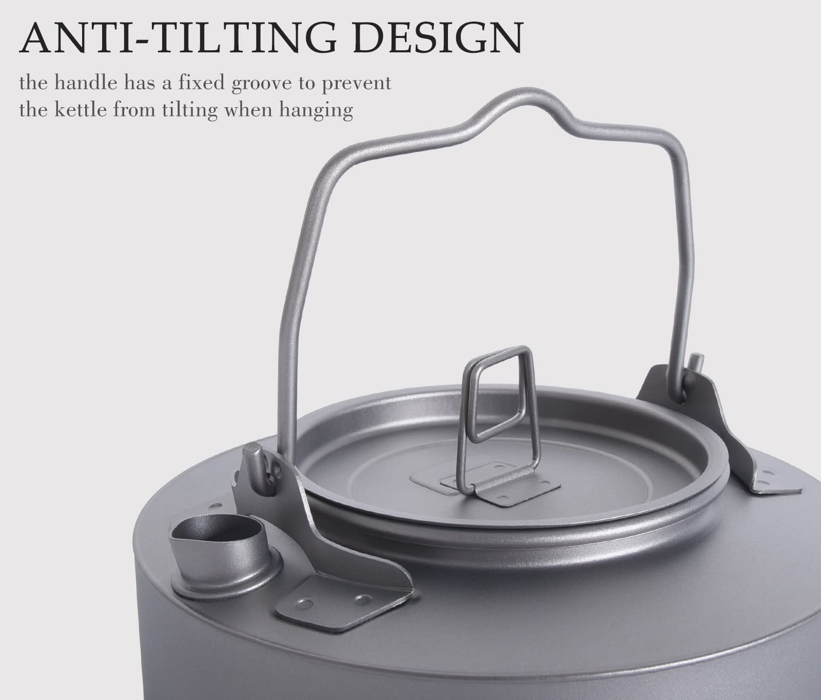 iBasingo Bouilloire en titane de 700 ml pour le camping, le café, le thé, la bouilloire ultra légère avec poignée pliable (Ti3100D Gery)