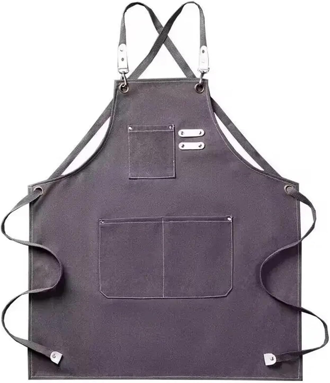 1pc Thickened Canvas Apron With Pockets Durable Crossback Adjustable