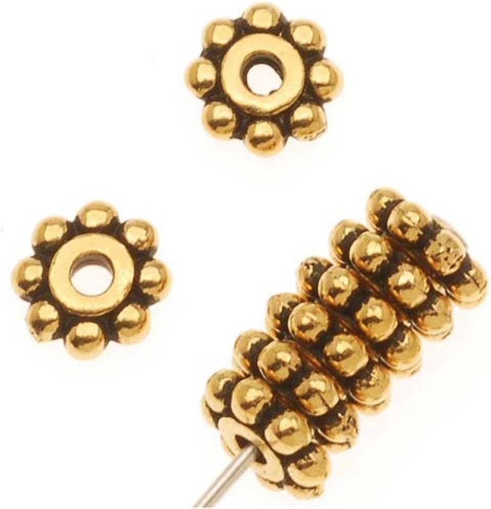 DUMAN 18K Gold Plated Pewter Daisy Spacer Beads 6mm (100pcs)