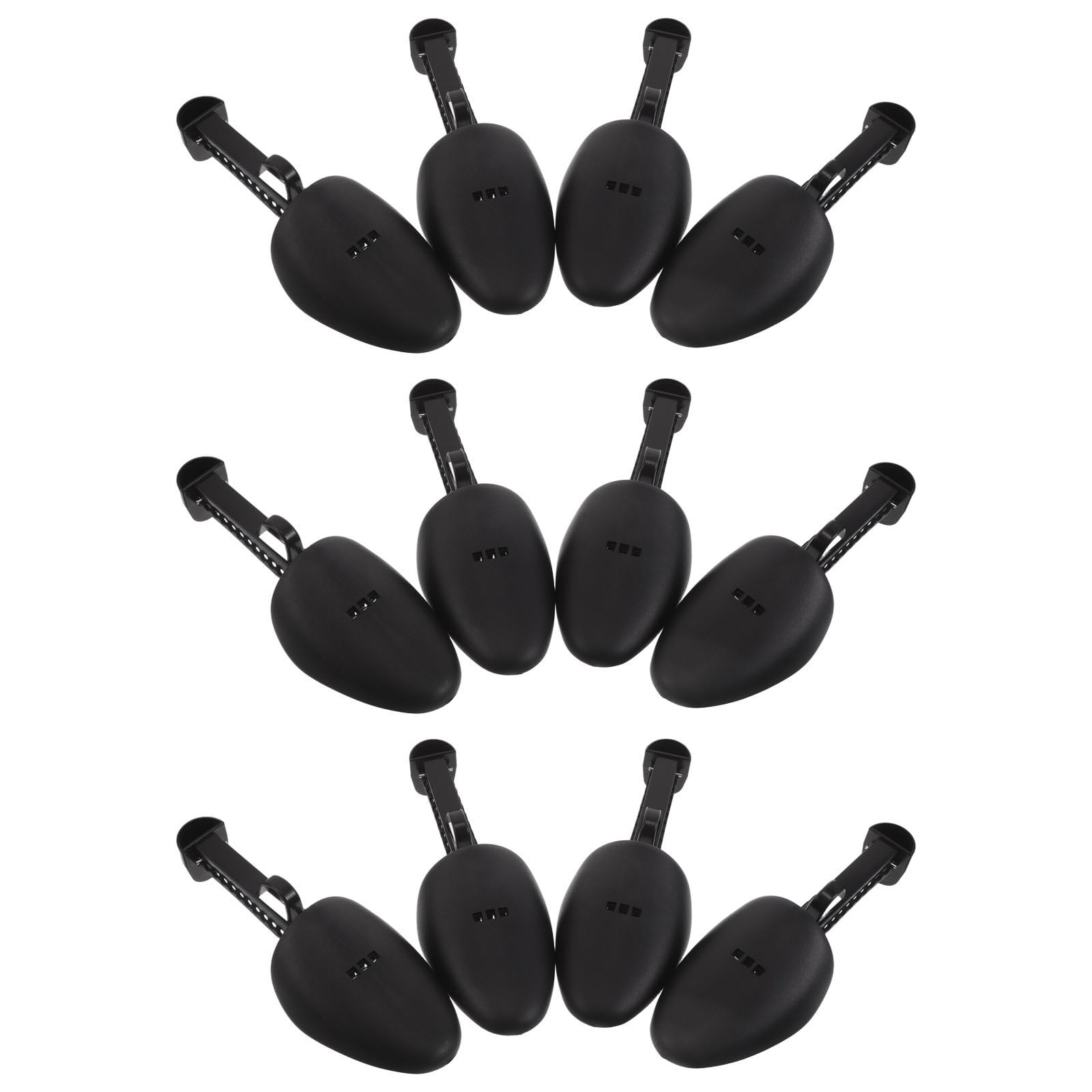 Hormas de Plástico Ajustables Protector de Forma para Zapatos de Vestir y Deportivos para Zapatos de Hombre, Soporte para Calzado y Botas Paquete de 12 Unidades Negras