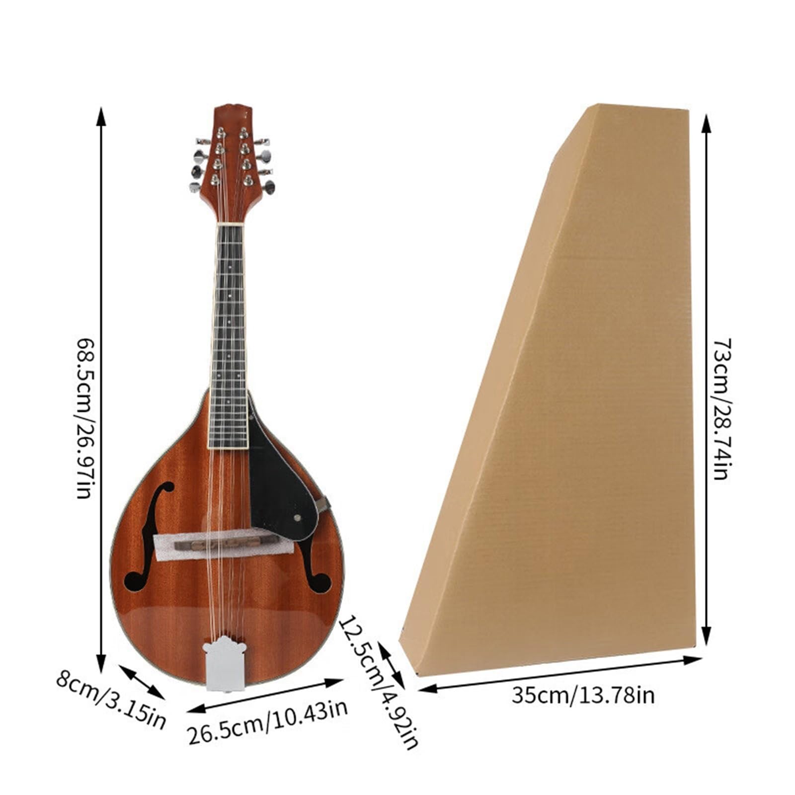 Mandolina Dla Początkujących Elektryczny Instrument Muzyczny Z Gitarą Ośmiostrunową Dla Początkujących Mandolina Sapele(3/4)