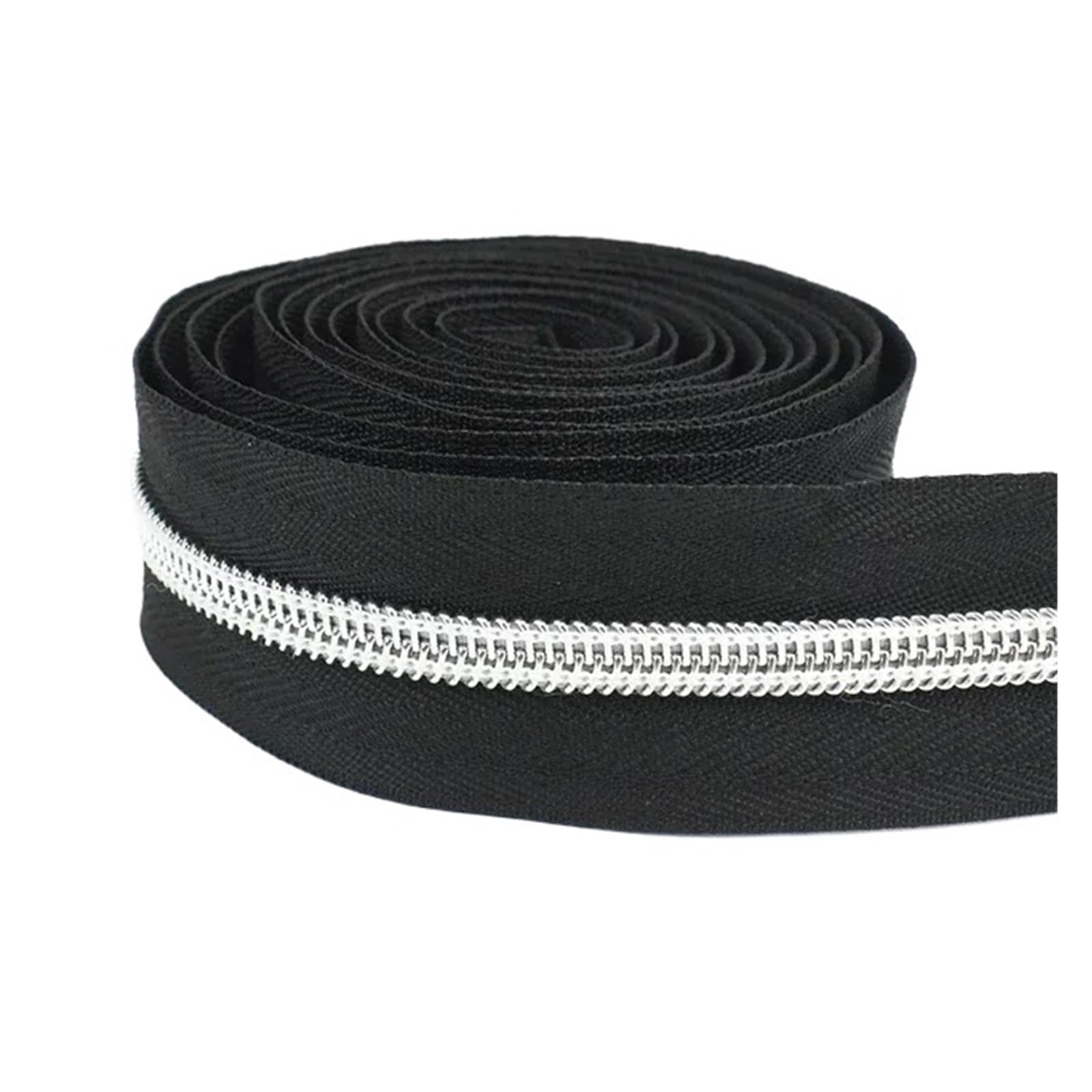 1Pc 5# Nylonowe Zamki Błyskawiczne Do Torebki Torebka Plastikowa Cewka Taśma Zip Uniwersalny Zestaw Naprawy Zamków Błyskawicznych DIY Ubrania Akcesoria Szycia(KY377-BlackSilver,10Meters)