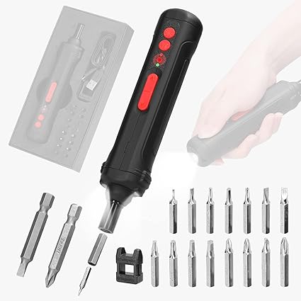 Ubervia 250r/min 3.0N.m Screwdriver Metal Bits Set Multifunctional Screwdrivers Repairing Tool Kit Electric Screw Driver with 3pcs LED Light for Mobilephones Computers Home Appliances