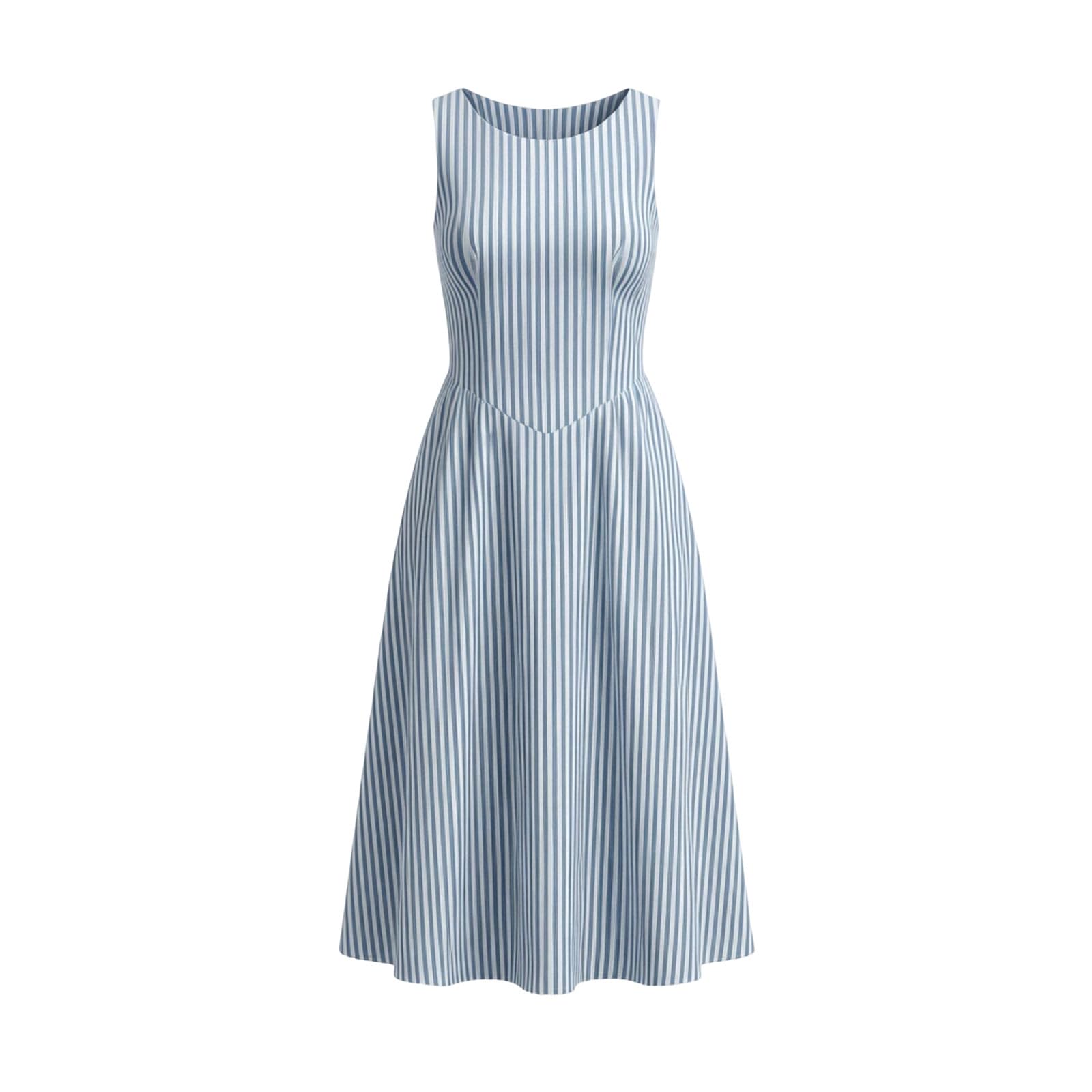 Generico Abito Estivo Donna Lino Vestito Cotone Senza Maniche Morbido e Comodo Abiti Elegante Tinta Unita Vestiti a Righe Abito Lungo Scollo Rotondo Leggeri Vestiti Casual Taglie Forti Estate Mare