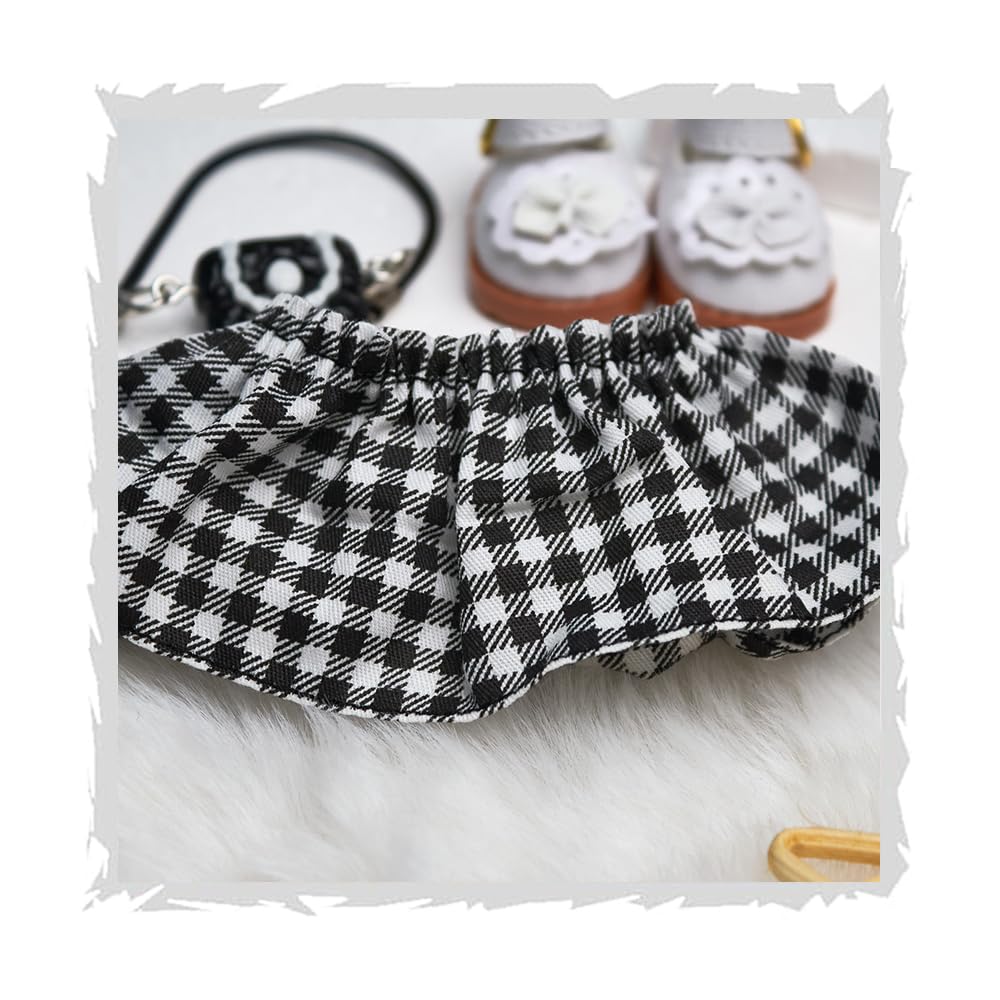 Zestaw ubrań dla La Bubu - ręcznie wykonane 5-częściowe ubrania La Bubu, stylowe ubrania La Bubu z - czarny kot T-shirt w kratkę zestaw spódnicy, multi, Normal