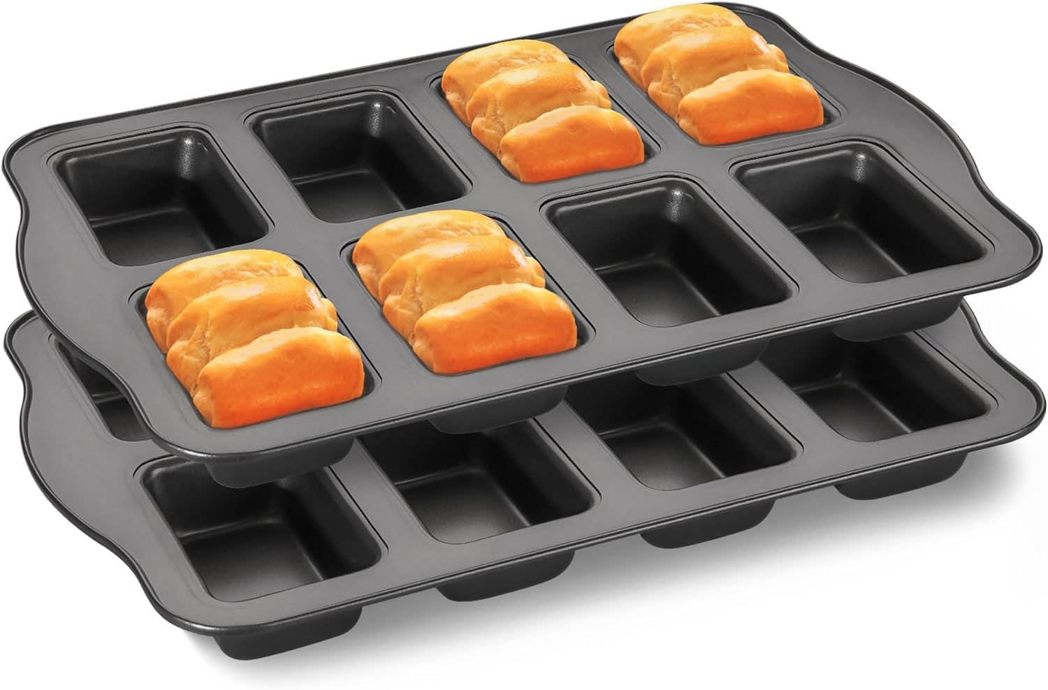 Mini Loaf Baking Pans 8-Cavity, Nonstick Small Cornbread Pan, Rectangular Cake Bake Mould Deep Bakeware Tray for Professional and Home, Heavy Duty Brownie Pan, Dark Grey-image-44