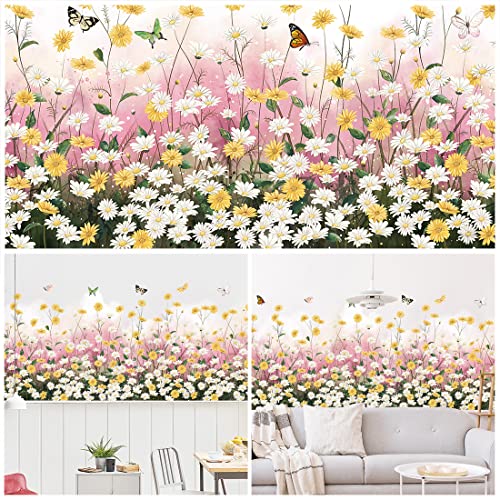 2 láminas de vinilos decorativos flores margaritas amarillas miniatura 3