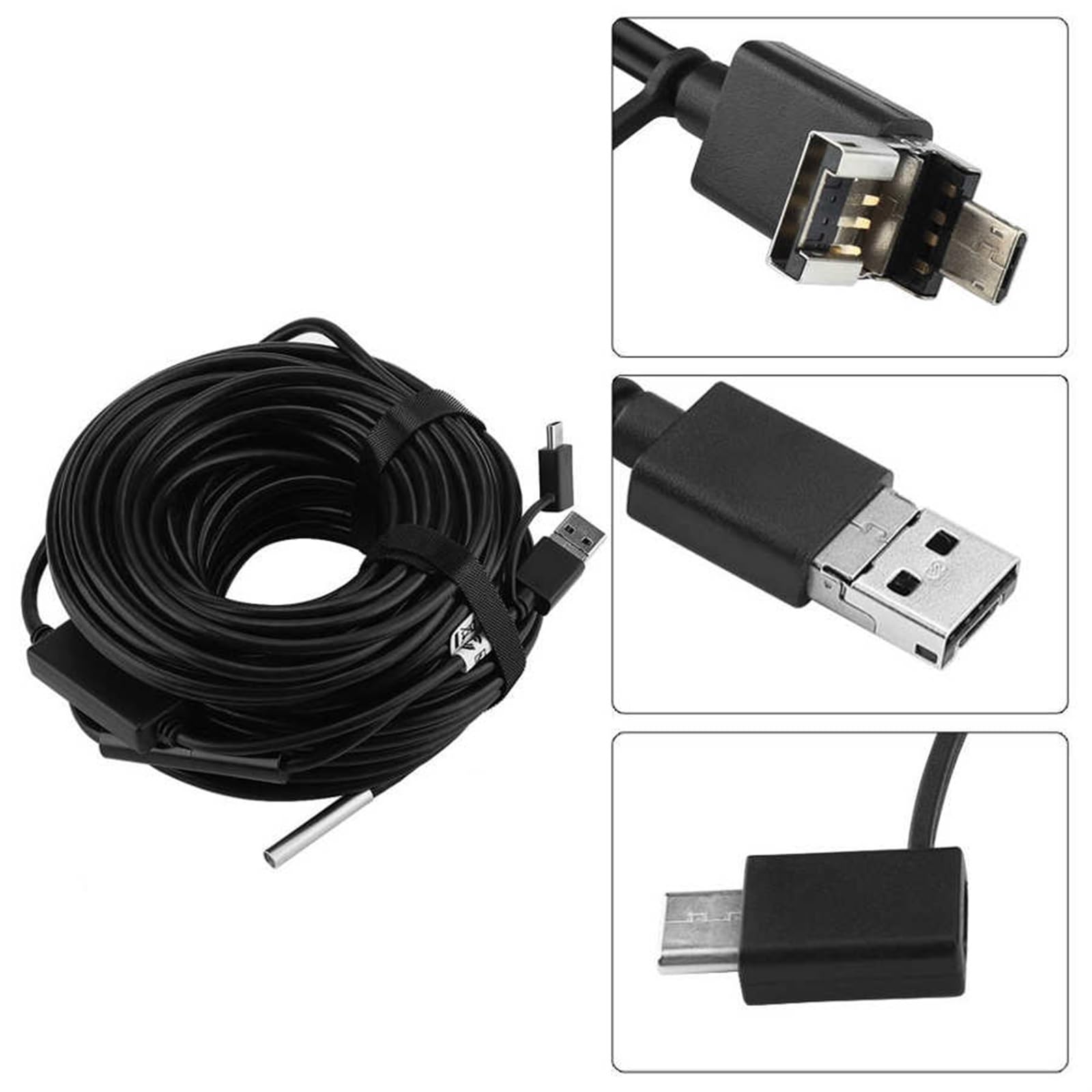 20M Przenośny Kabel Kamery Endoskopowej Do Samochodu 5.5mm Endoskop Wideo USB Z Wodoodporną Kamerą 720P HD Narzędzia Kontroli Rur Samochodowych WyraźNa Jakość Obrazu