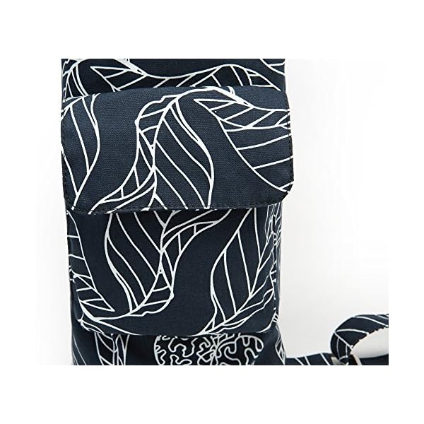 ELENTURE Full-Zip Exercise Yoga Mat Carry Bag with Multi-Functional Storage Pockets, Black Leaf