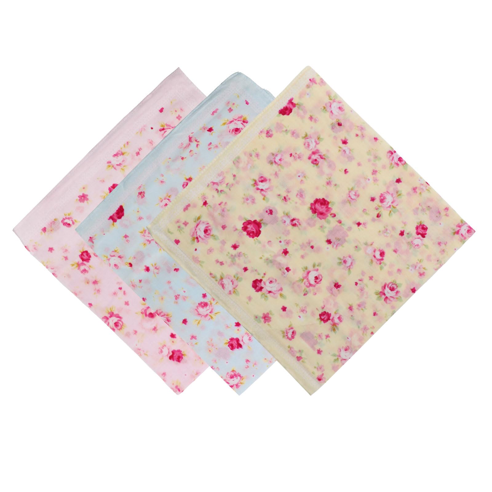 LHXzizizi White Floral Handkerchiefs for Men Women, Ladies Mens Handkerchiefs Womens Hankies for Banquet Wedding Party School (3 Pack)