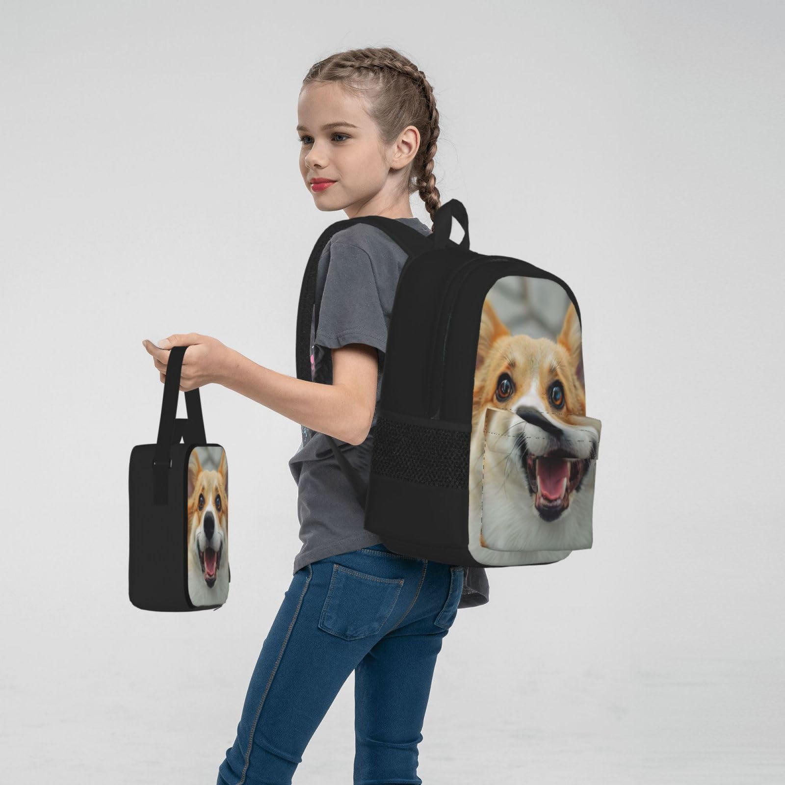 Zaino, borsa portapranzo, astuccio, set da 3 pezzi, per lavoro e